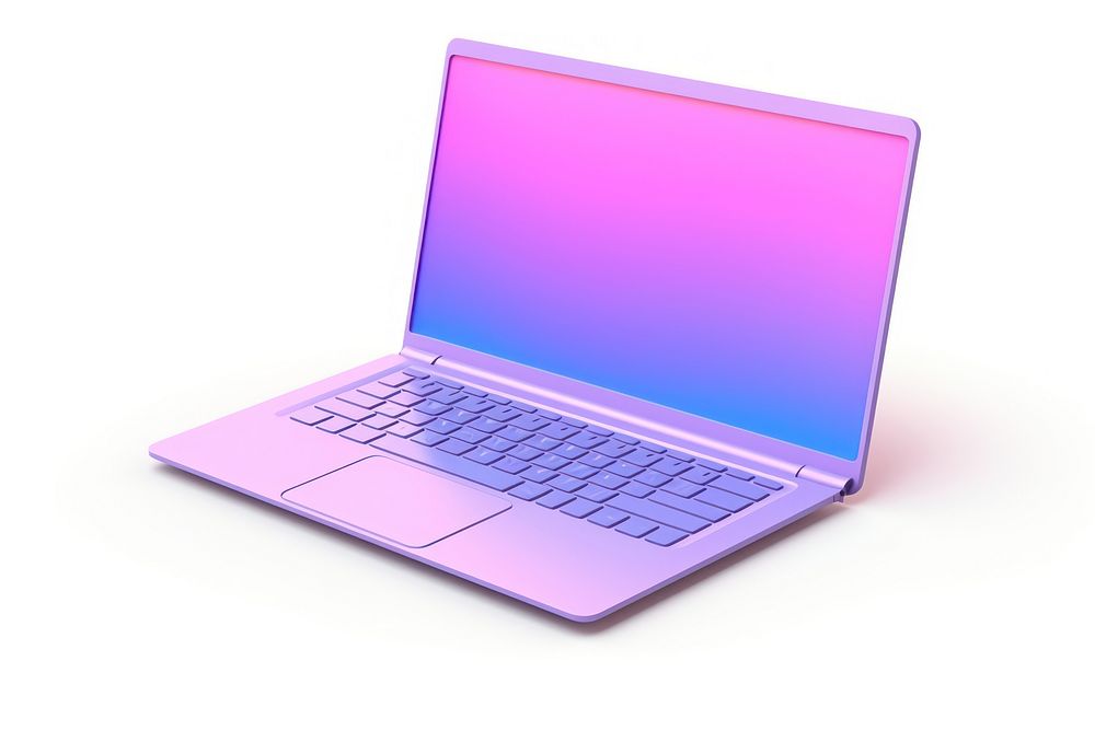 Laptop computer purple white background. AI generated Image by rawpixel.