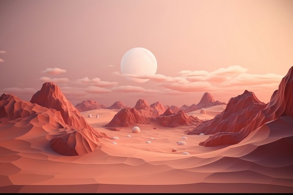 Desert landscape nature moon. AI generated Image by rawpixel.