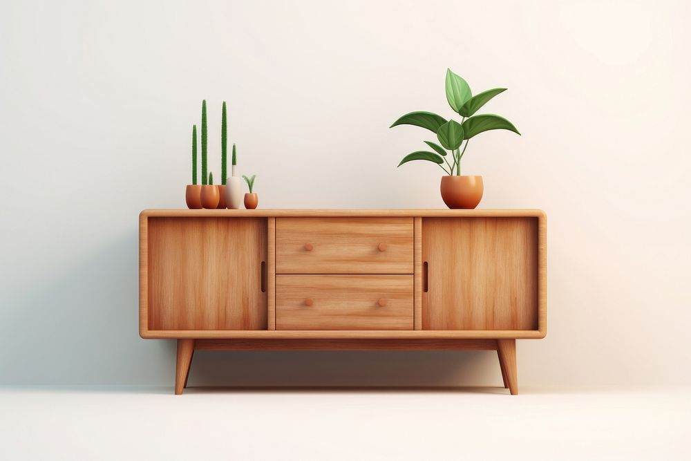 Cabinet sideboard furniture vase. AI generated Image by rawpixel.