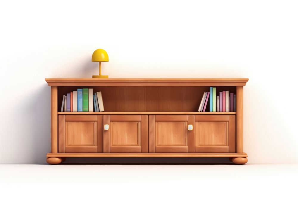 Wood furniture sideboard bookshelf. AI generated Image by rawpixel.