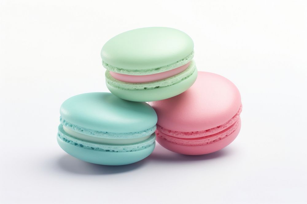 Macarons food pink white background. 