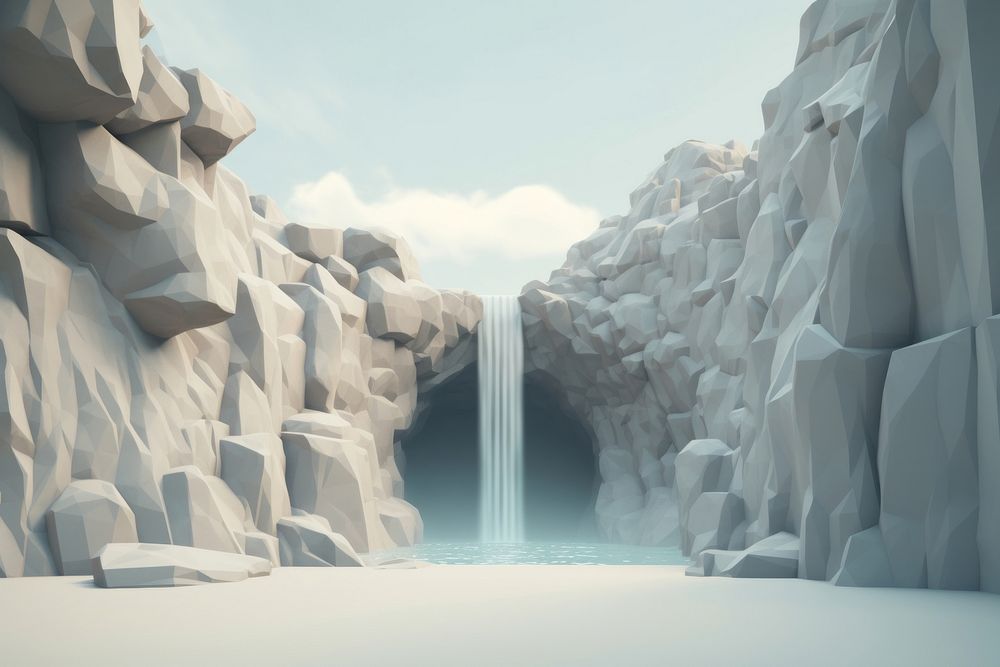 Waterfall outdoors glacier nature. AI generated Image by rawpixel.