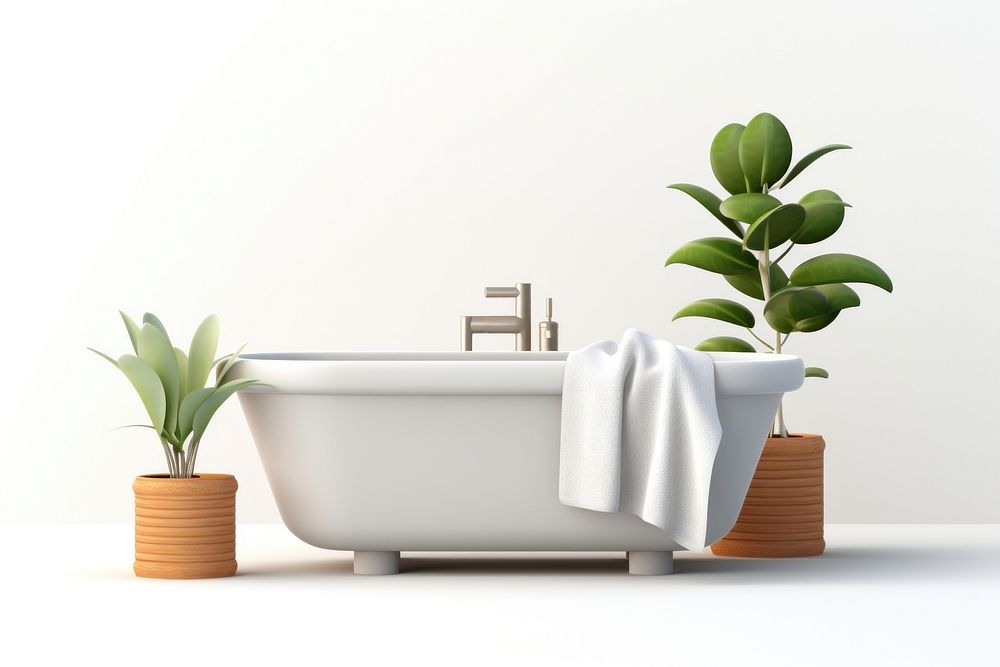 Bathtub plant towel houseplant. AI generated Image by rawpixel.