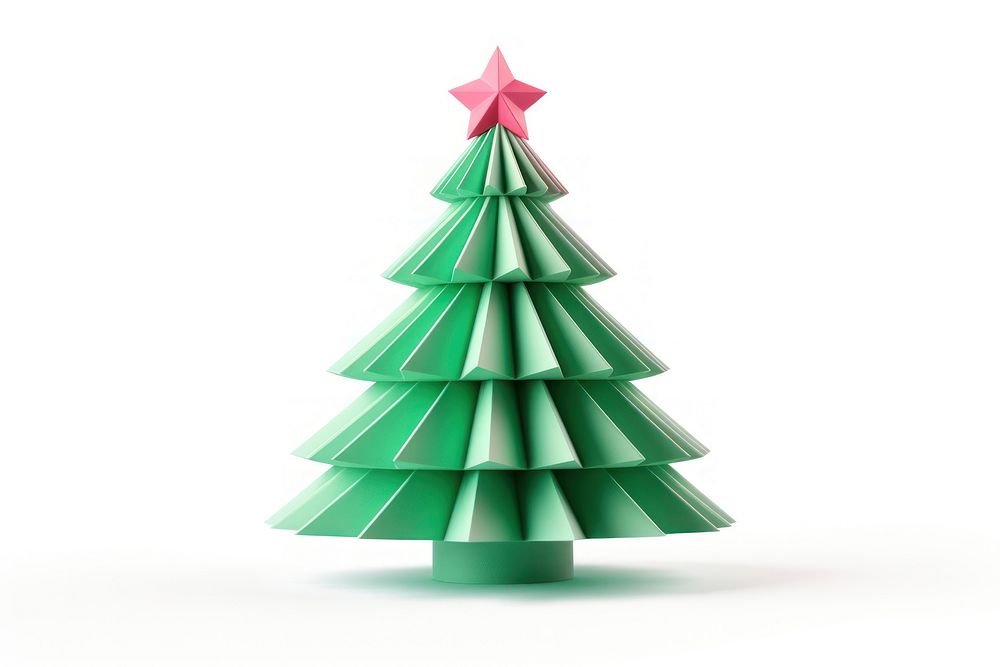 Christmas origami tree white background. AI generated Image by rawpixel.