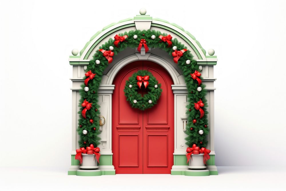 Christmas architecture wreath green. AI generated Image by rawpixel.
