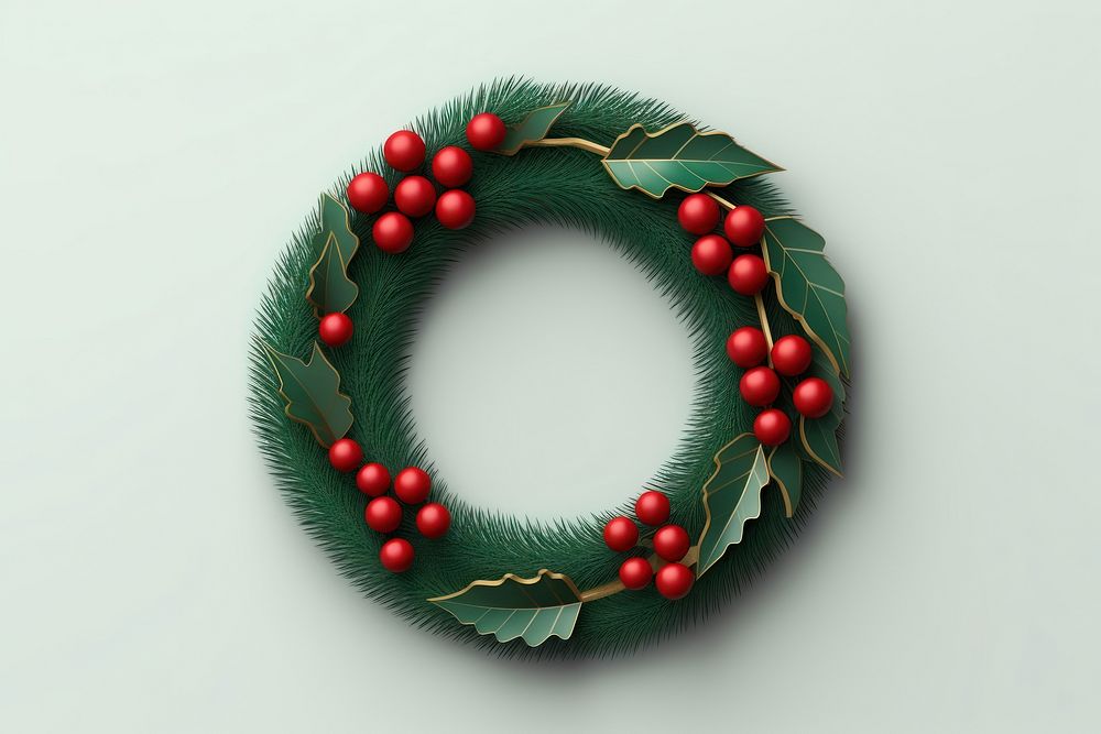 Wreath christmas green red. AI generated Image by rawpixel.
