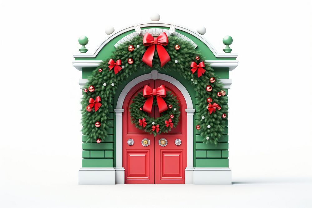 Christmas wreath door red. AI generated Image by rawpixel.