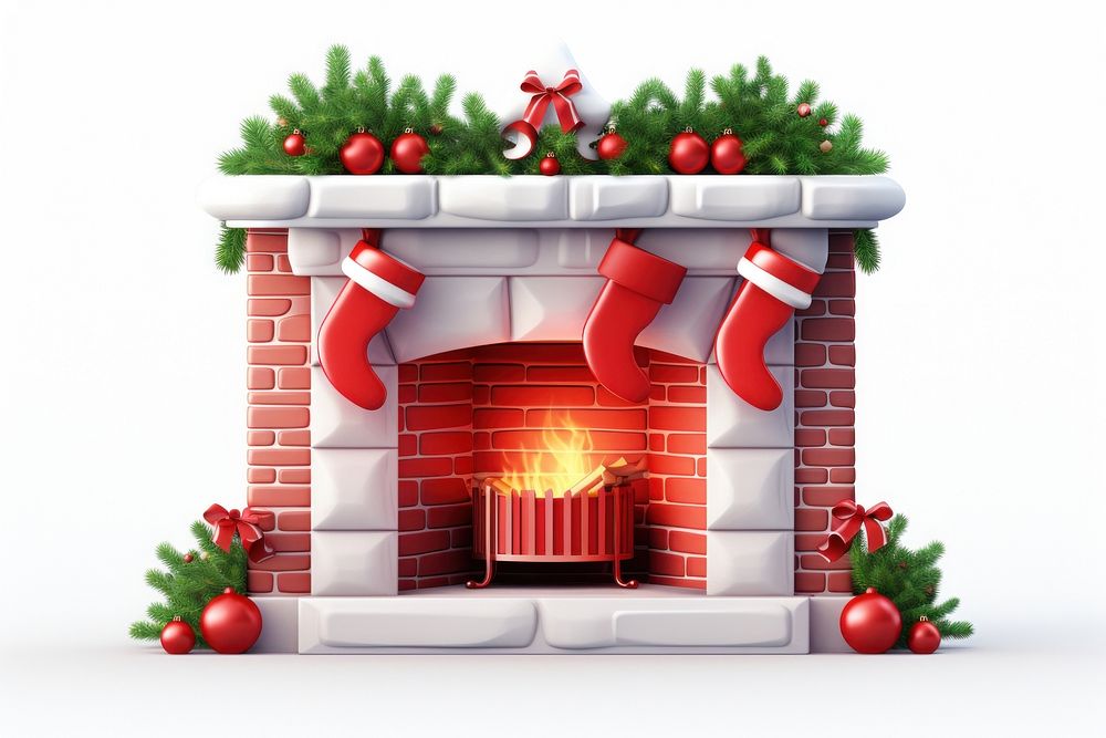 Fireplace Christmas illuminated. AI generated Image by rawpixel.
