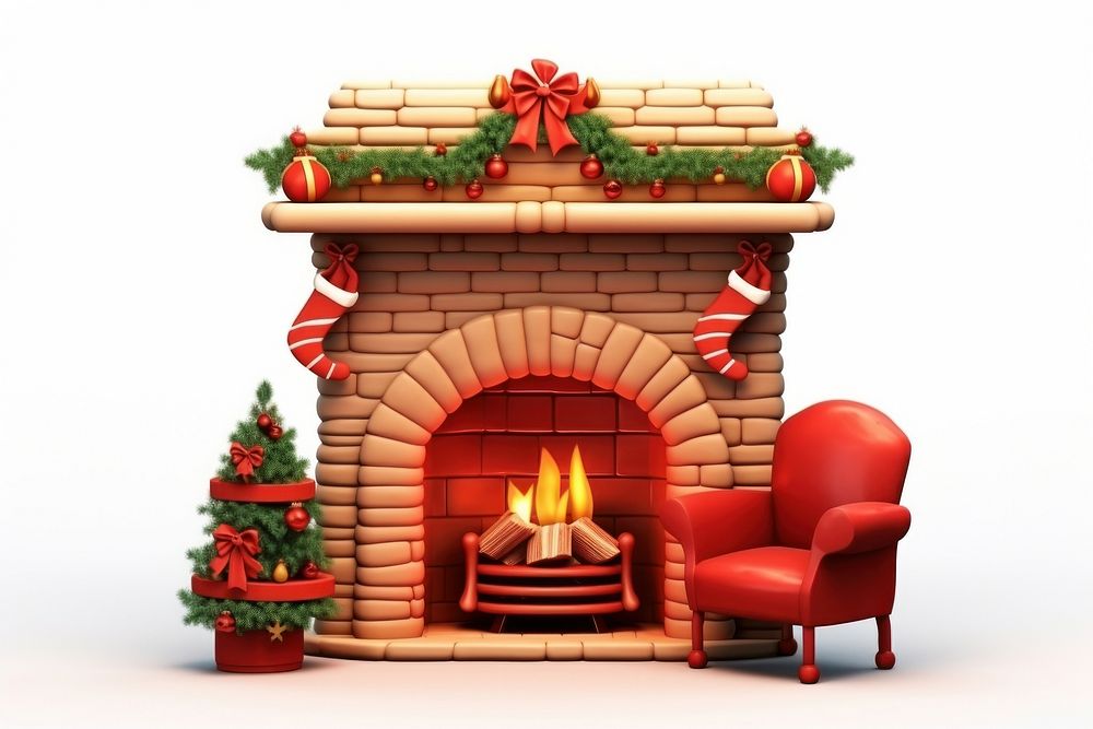 Fireplace christmas furniture cartoon. AI generated Image by rawpixel.