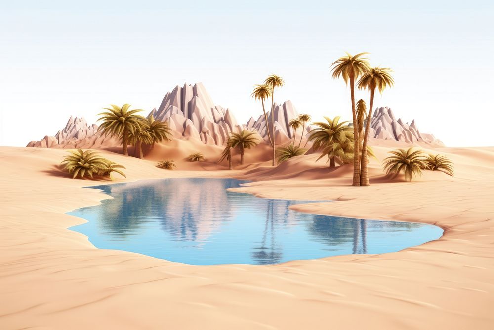 Desert oasis landscape outdoors nature. AI generated Image by rawpixel.