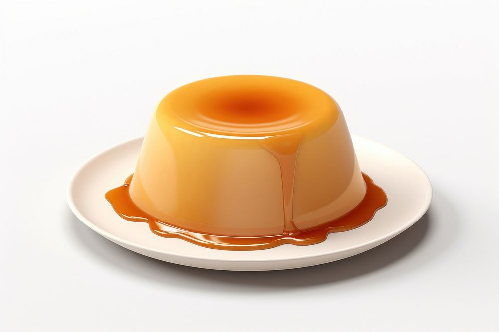 Flan dessert food white background. AI generated Image by rawpixel.