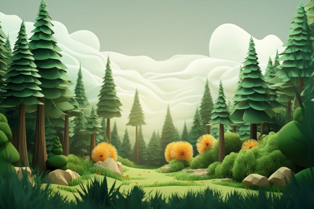 Forest landscape outdoors cartoon. AI generated Image by rawpixel.