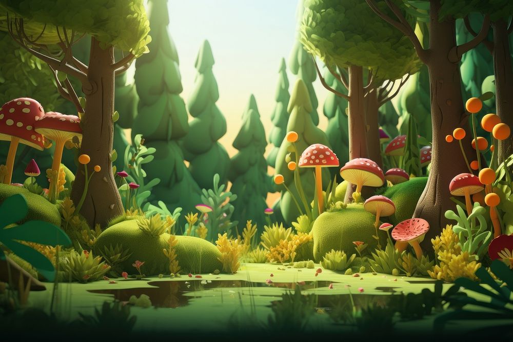 Outdoors cartoon nature forest. AI generated Image by rawpixel.