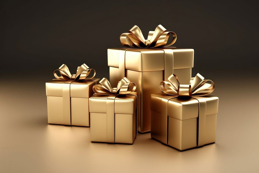 Gift present gold christmas present. AI generated Image by rawpixel.