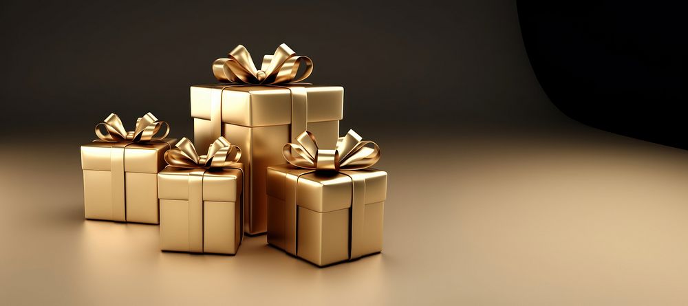 Gift christmas gold illuminated. AI generated Image by rawpixel.