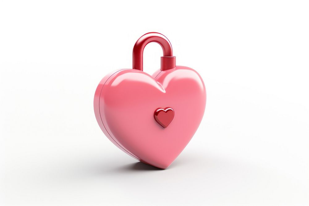 Heart lock white background affectionate. AI generated Image by rawpixel.