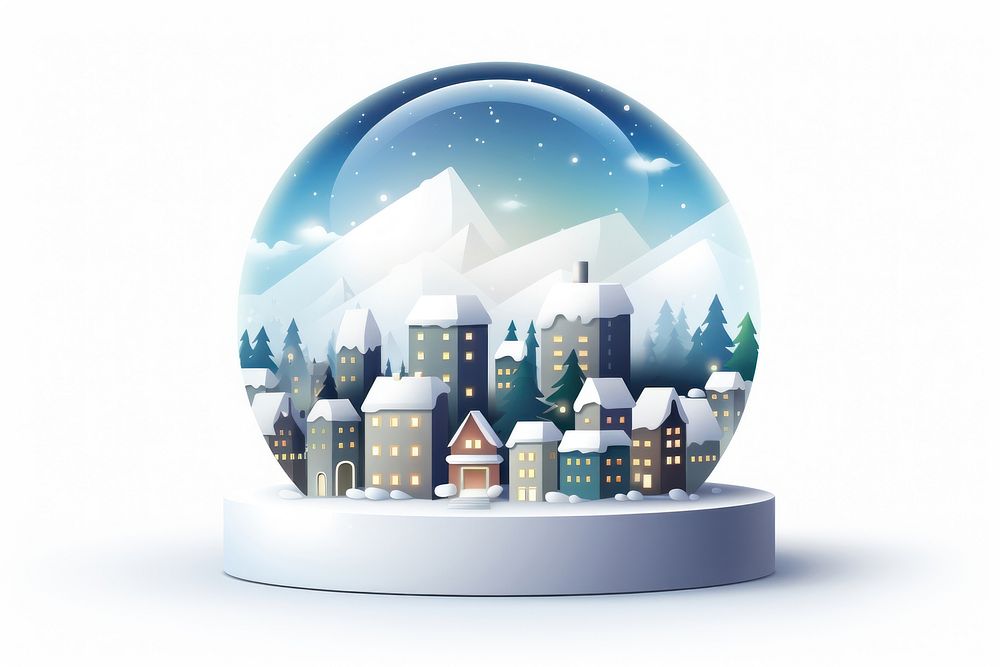 Cartoon sphere snow city. AI generated Image by rawpixel.