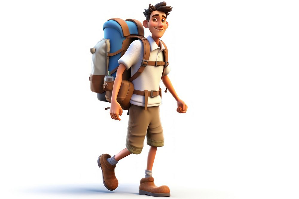 Backpack cartoon white background portrait. AI generated Image by rawpixel.