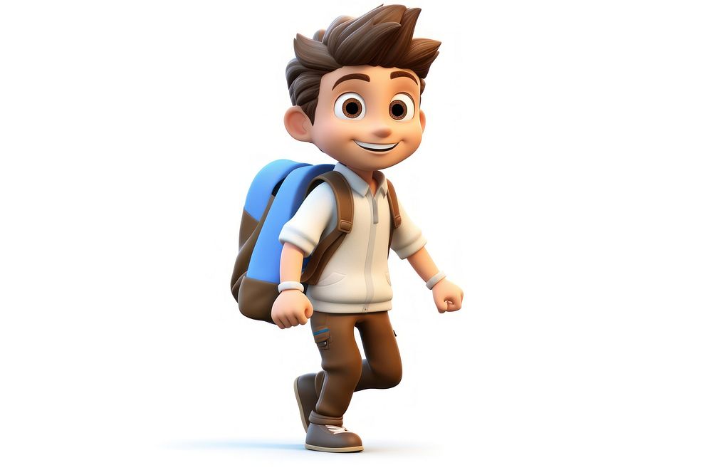 Walking cartoon white background portrait. AI generated Image by rawpixel.