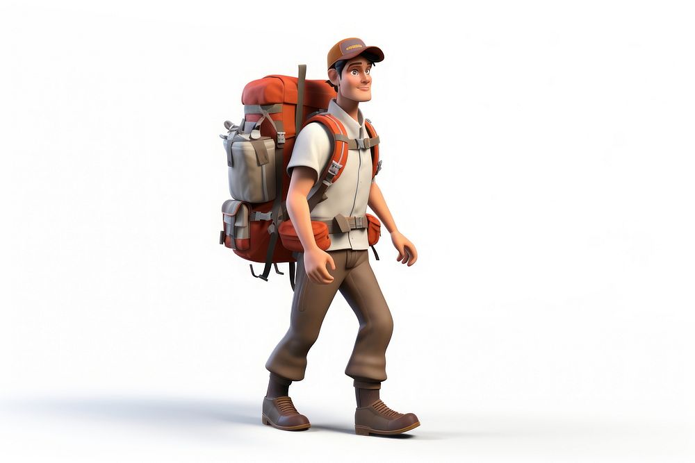 Backpack cartoon white background exploration. AI generated Image by rawpixel.