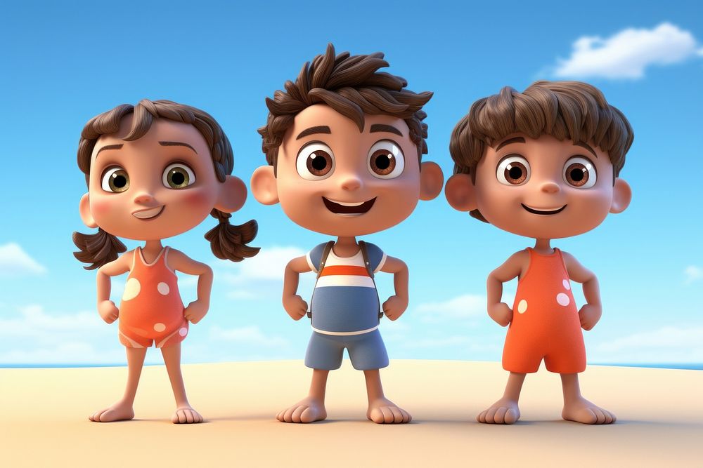 Cartoon summer beach cute. AI generated Image by rawpixel.