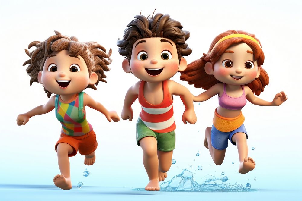 Swimming cartoon summer cute. AI generated Image by rawpixel.