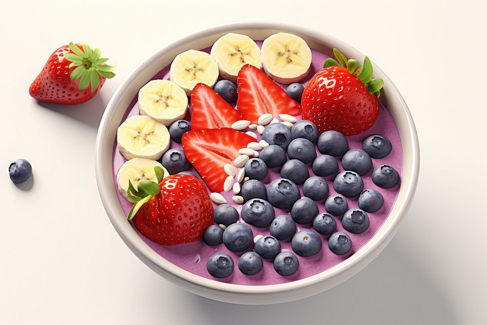 Strawberry blueberry berries banana. AI generated Image by rawpixel.