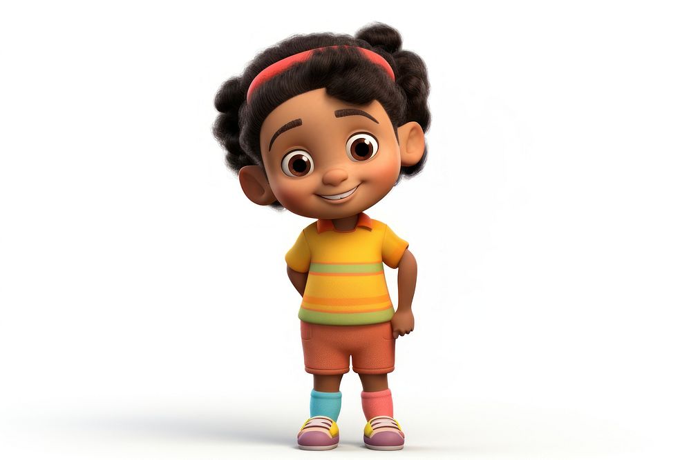 Mixed female kid cartoon toy white background. AI generated Image by rawpixel.
