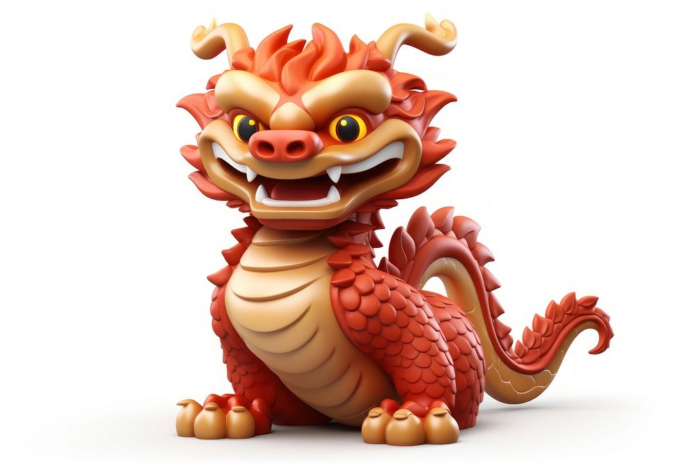 Dragon white background representation chinese dragon. AI generated Image by rawpixel.