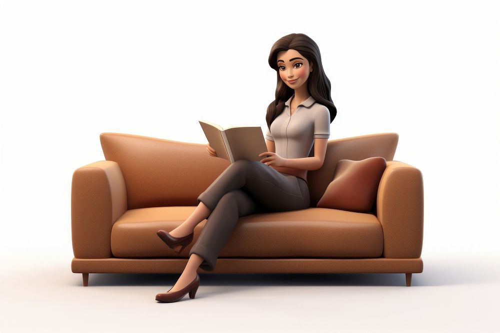 Sitting furniture reading cartoon. AI generated Image by rawpixel.