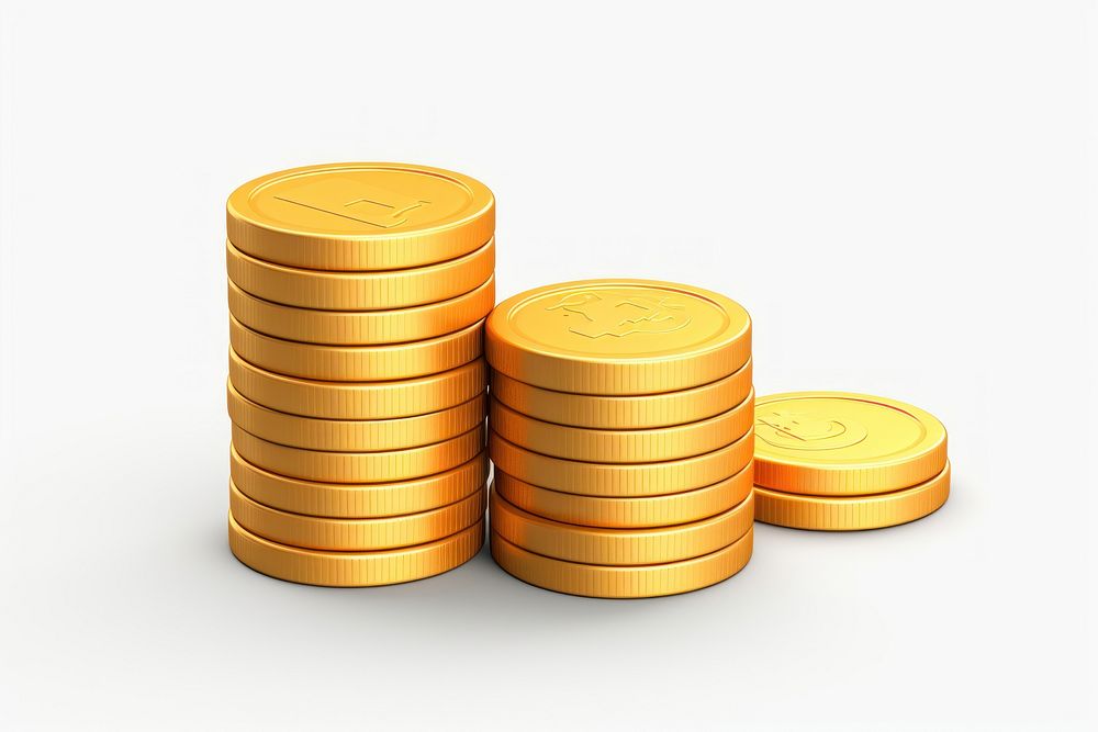 Coins money gold white background. AI generated Image by rawpixel.