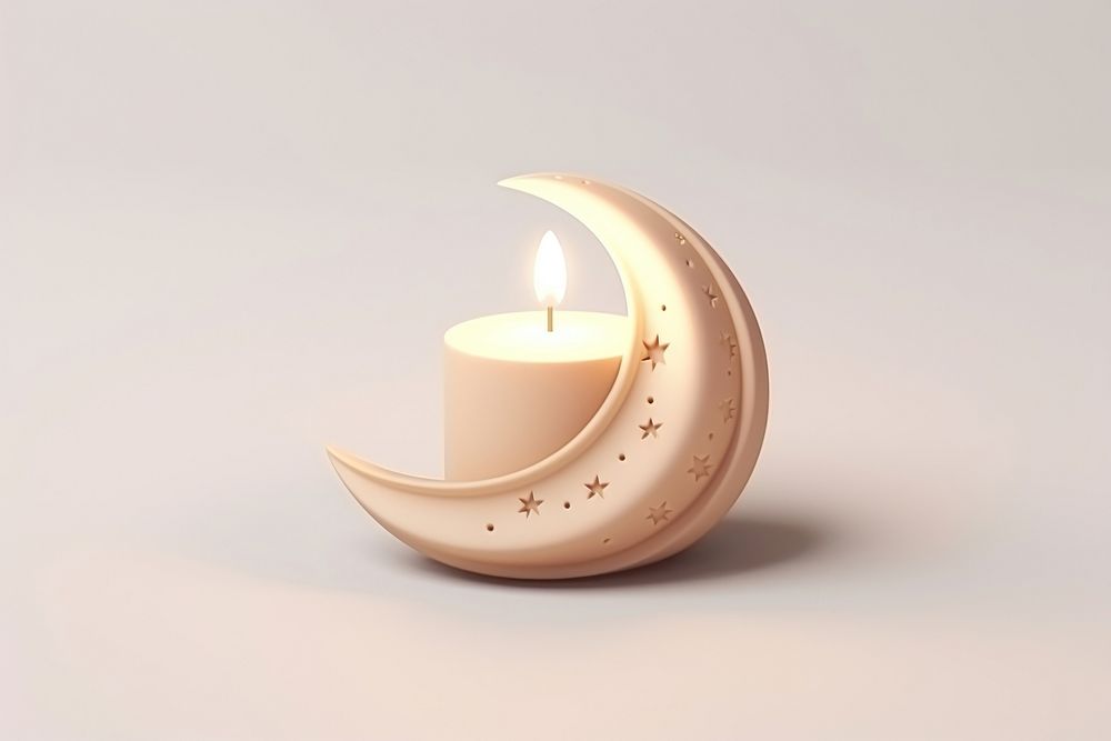 Crescent moon candle illuminated darkness. AI generated Image by rawpixel.