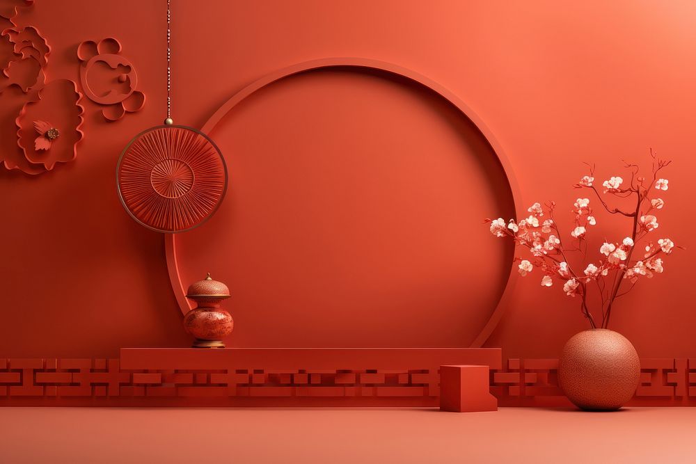 Architecture wall chinese new year decoration. AI generated Image by rawpixel.