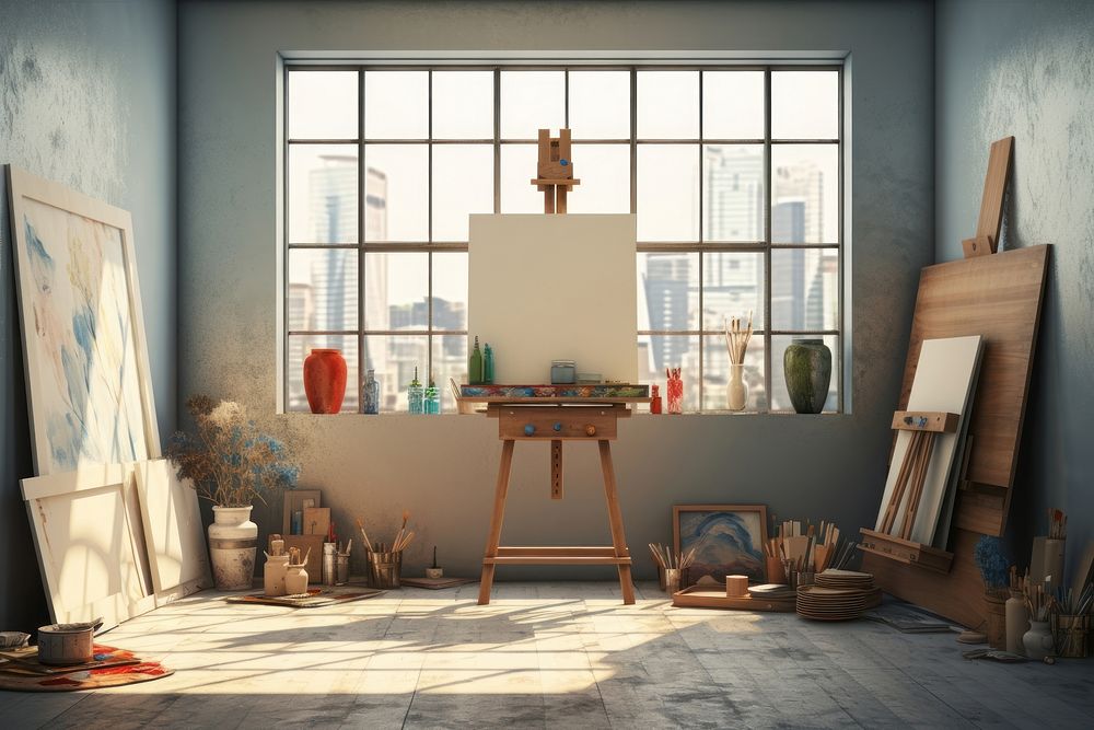 Art painting window room. AI generated Image by rawpixel.