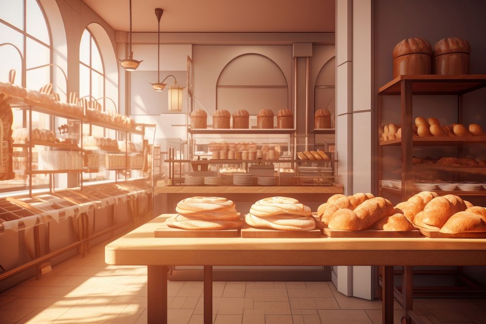 Bakery shop bread table food. AI generated Image by rawpixel.