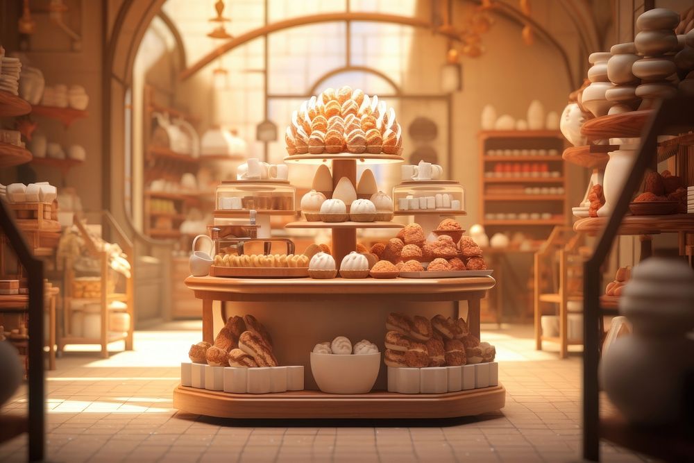 Bakery shop spirituality architecture arrangement. AI generated Image by rawpixel.