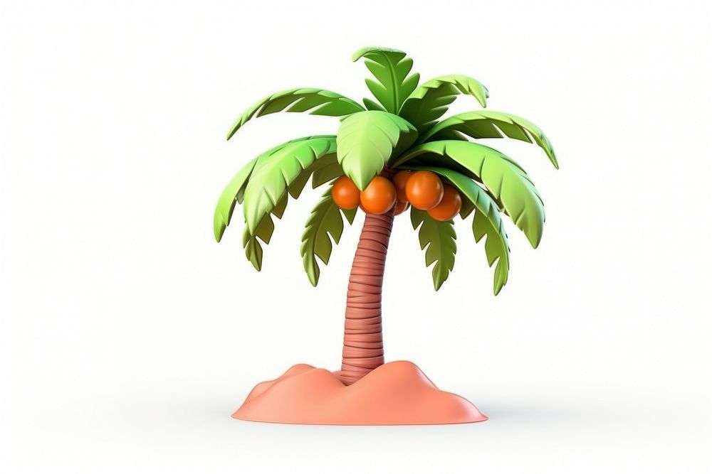 Coconut tree cartoon plant white background. AI generated Image by rawpixel.