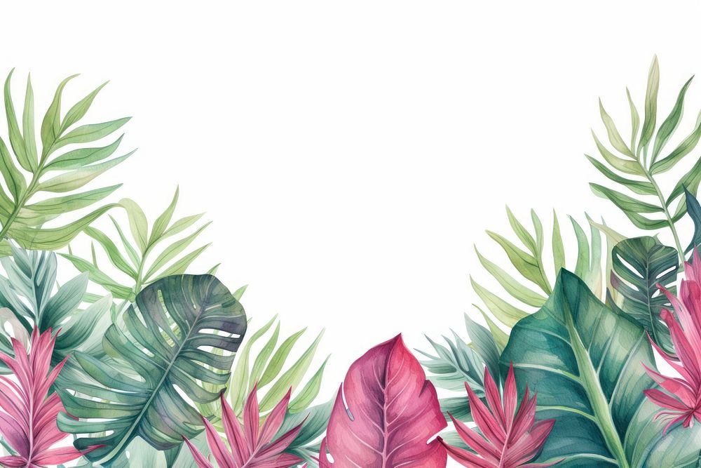 Tropical leaves border backgrounds pattern drawing. AI generated Image by rawpixel.