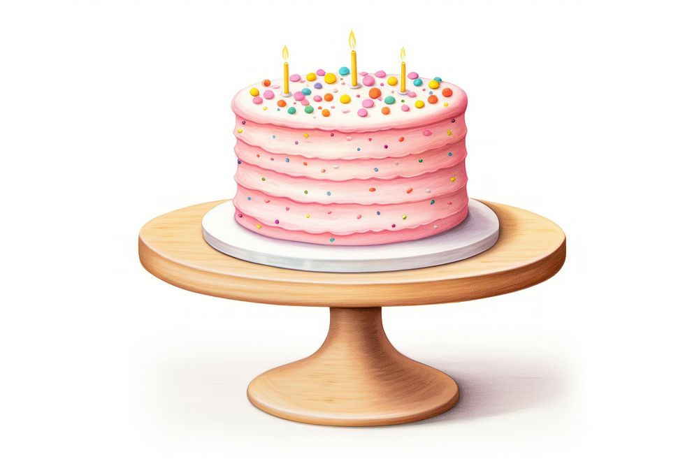 Cake birthday dessert food, digital paint illustration. AI generated image