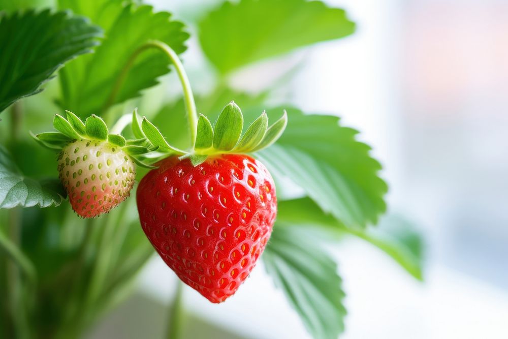 Strawberry plant fruit food. 