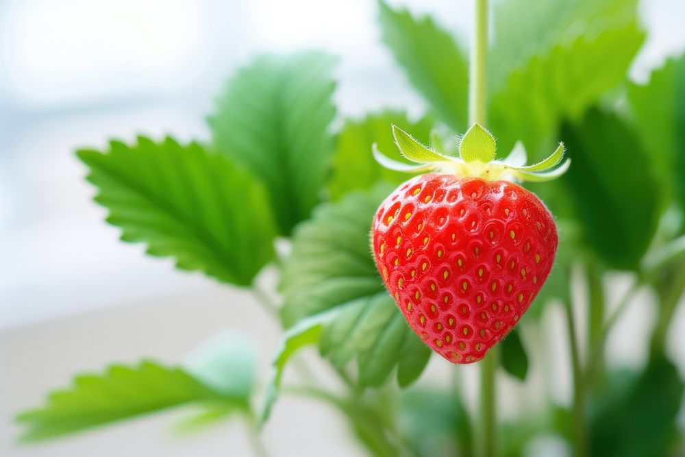Strawberry plant fruit food. AI generated Image by rawpixel.