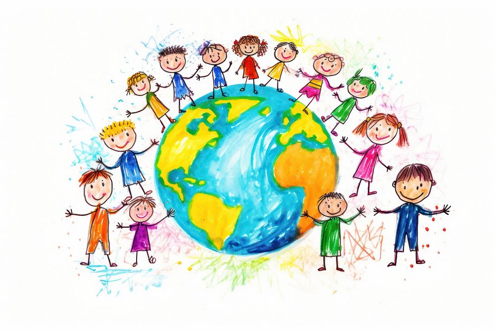 Children holding hands, world peace. 