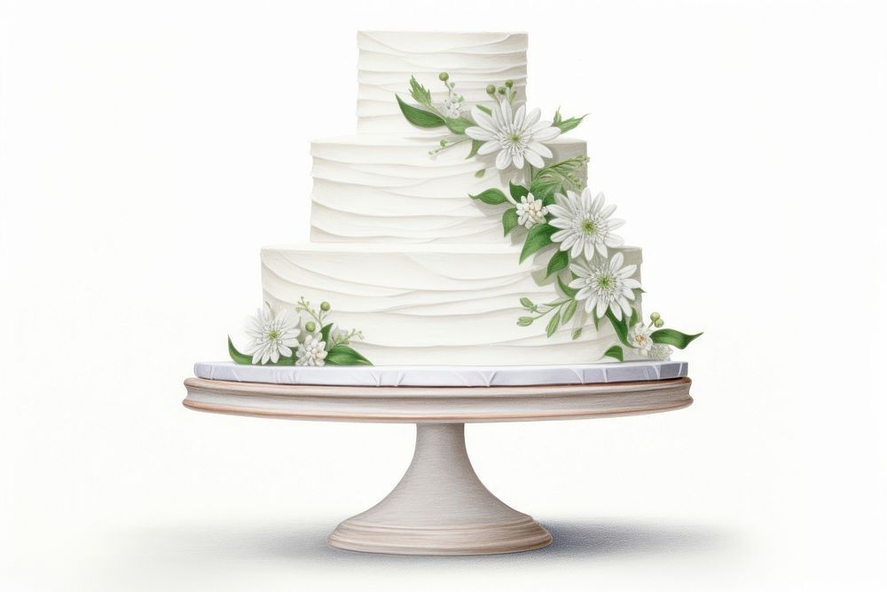 Wedding cake dessert flower, digital paint illustration. AI generated image