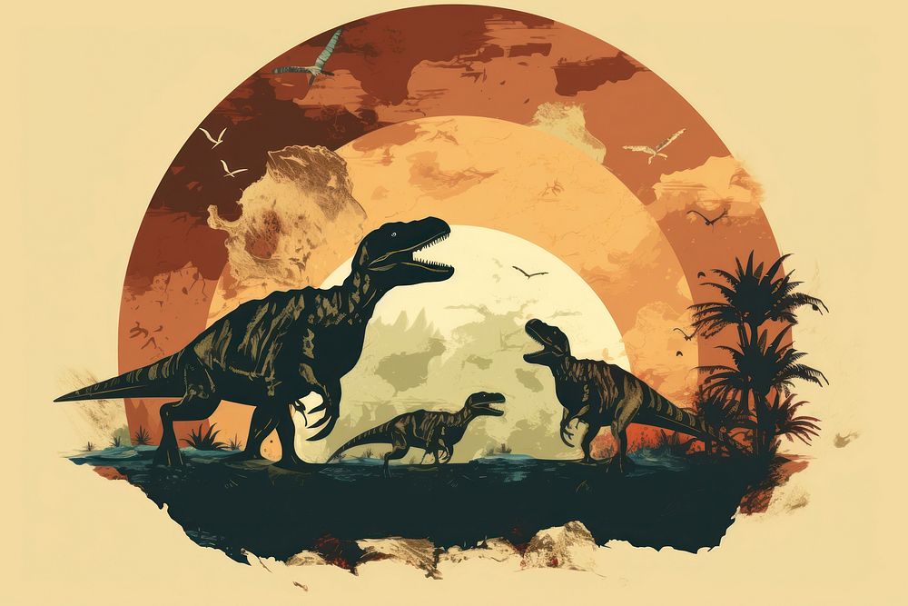 Dinosaur animal art silhouette. AI generated Image by rawpixel.