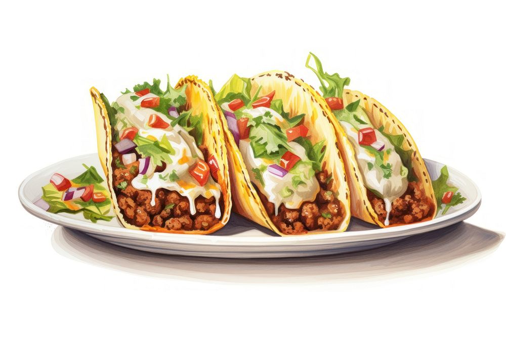 Taco plate food white background. AI generated Image by rawpixel.