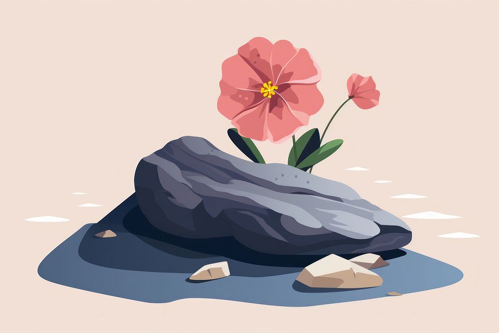 Flower rock outdoors nature. AI generated Image by rawpixel.