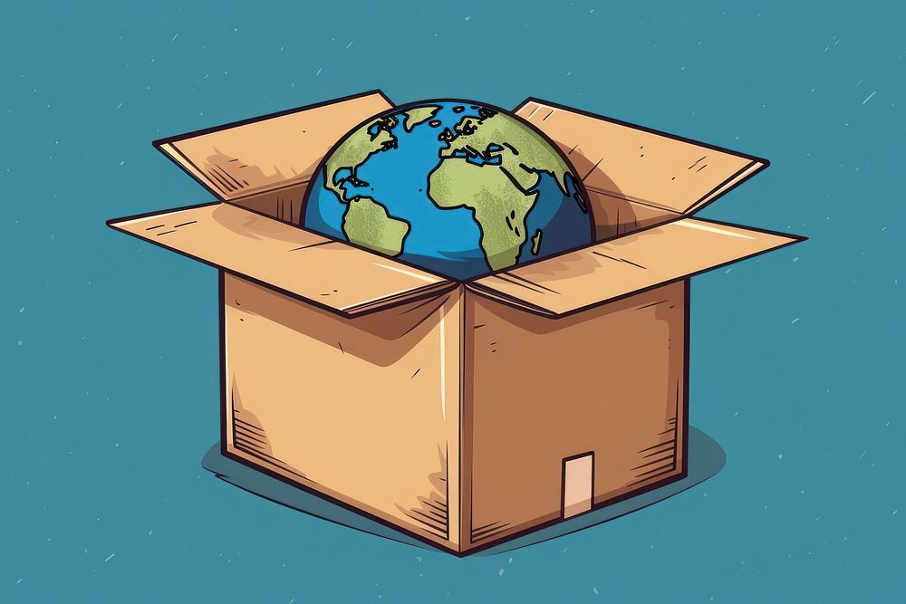 Planet space box cardboard. AI generated Image by rawpixel.