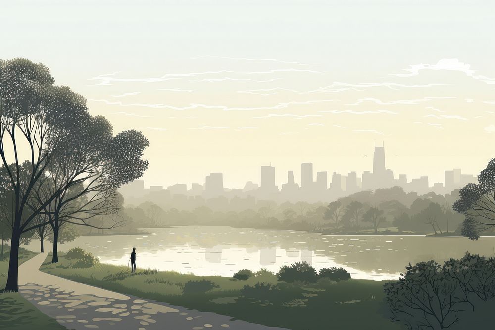 Landscape city outdoors morning. AI generated Image by rawpixel.