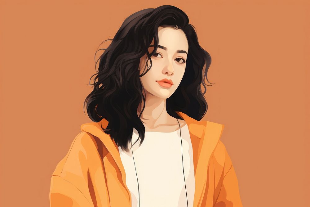 Portrait adult woman illustrated. AI generated Image by rawpixel.