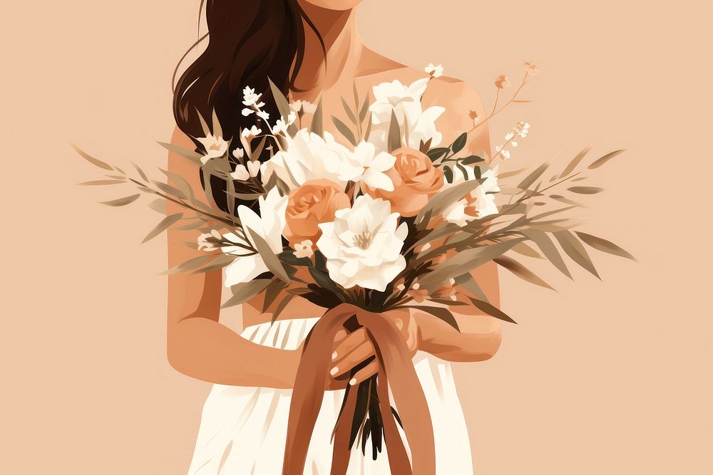 Wedding holding flower bride. AI generated Image by rawpixel.